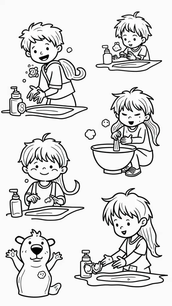 coloriages de lavage des mains